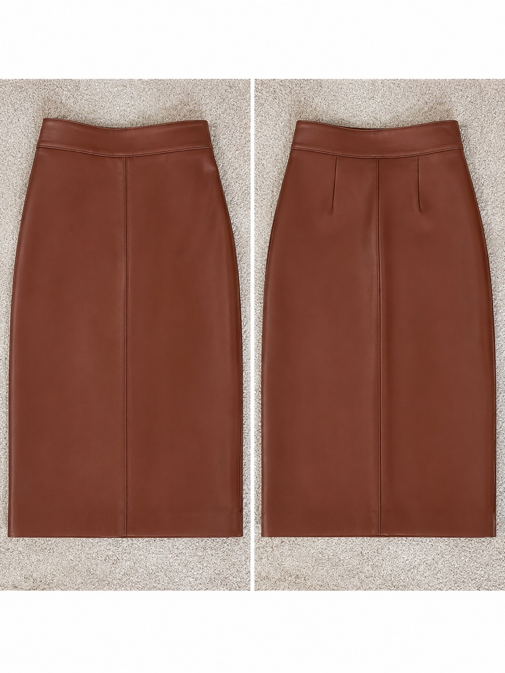 Babaton Brown Faux-Leather Pencil Skirt